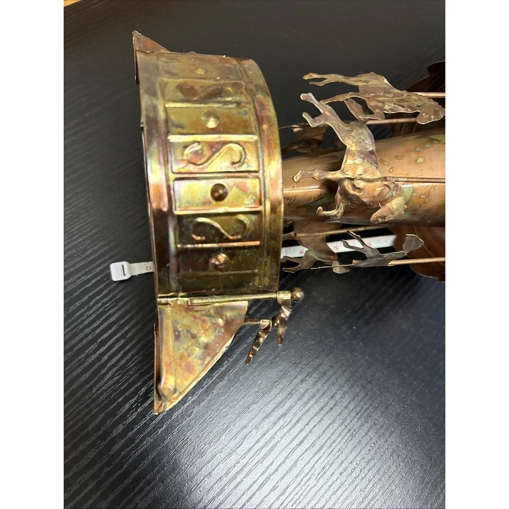 Vintage Copper Wind-Up Musical Carousel Horses 1960s MCM Works